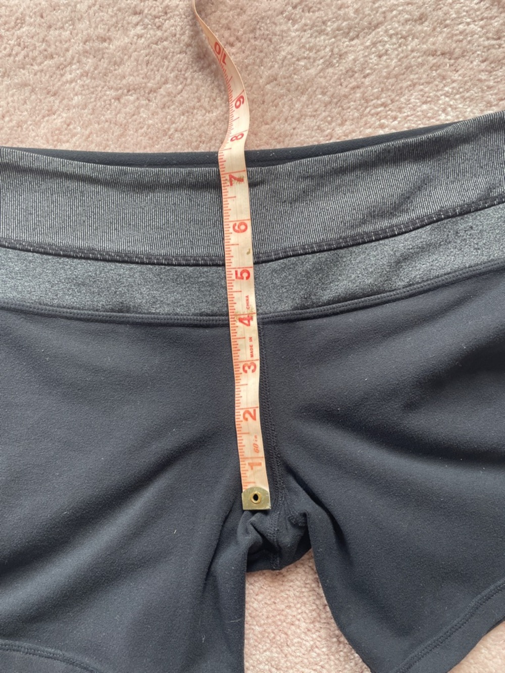 Lululemon Mid-Rise Black Athletic Shorts with Dark Gray Waistband - Picture 5 of 5